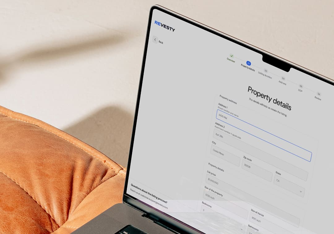 Using laptop to list property with REVESTY