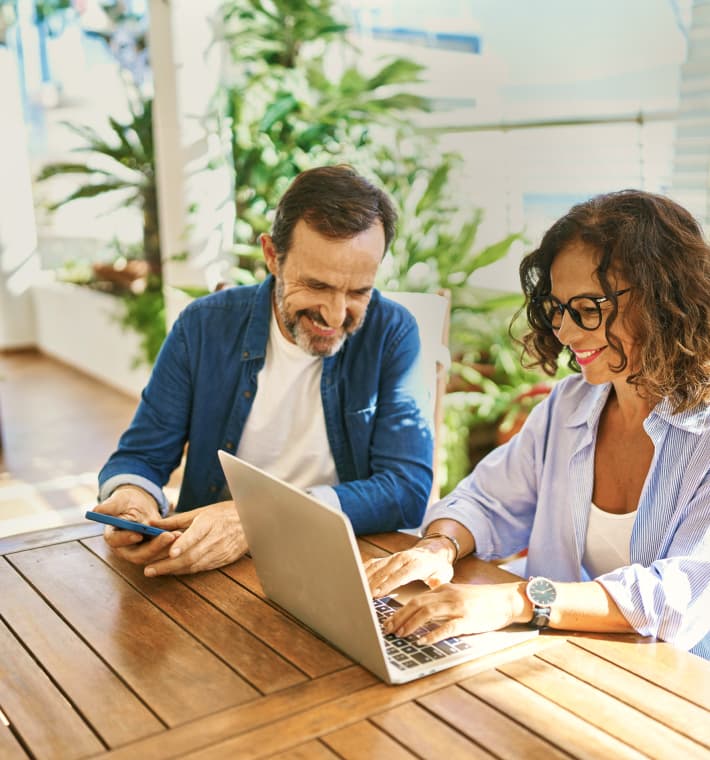 Couple with laptop